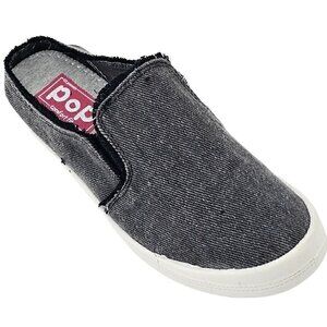 POP Womens Vibration Black Denim Canvas  Slip-On Mule Slides Size 8M New No Box